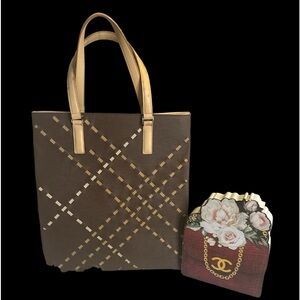 Burberry Woven Leather Tote Bag GUC